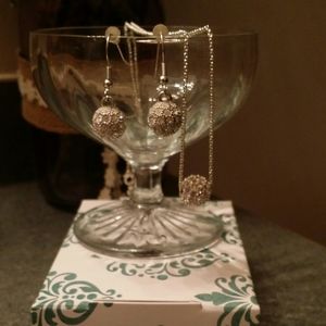 EUC -  Silver Earrings & Necklace with Crystals